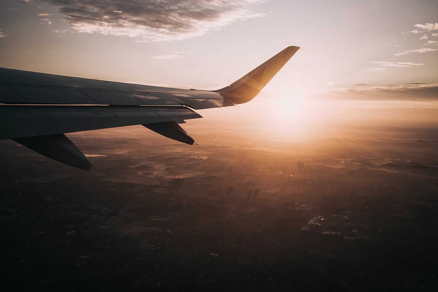 Aeroplane in the sky, sunset