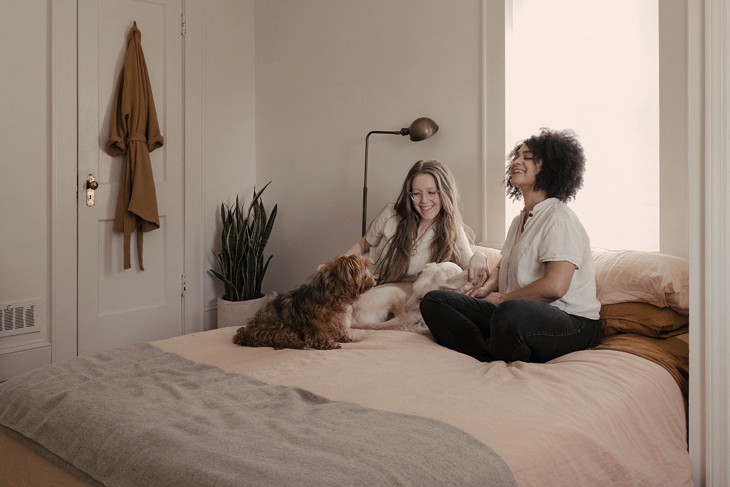 Two women with dog